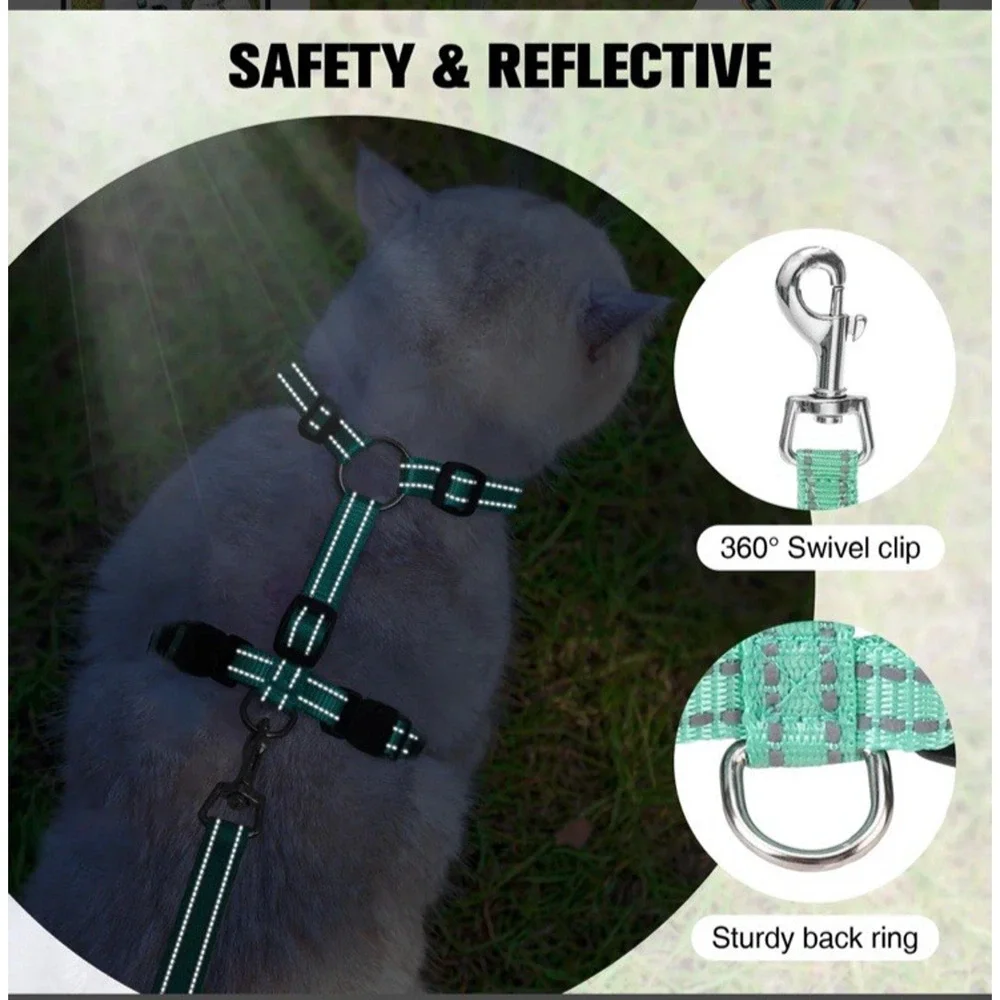 Beauty Zoo Cat Harness & Leash NEW Size Medium Reflective Adjustable Floral